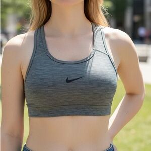 Nike Heathered Grey Racerback Sports Bra with Swoosh